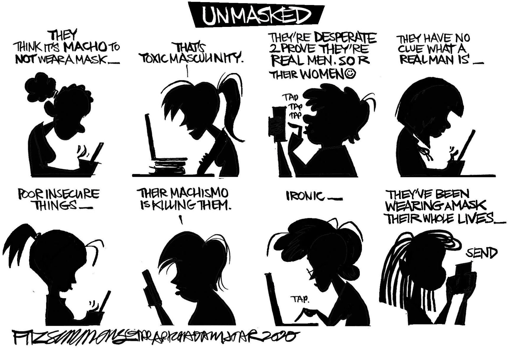 Daily Fitz Cartoon: The Anti-masker's Mask